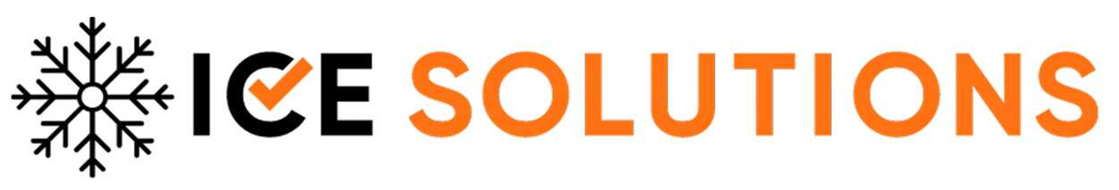 ICE Solutions logo with a snowflake icon on an orange background